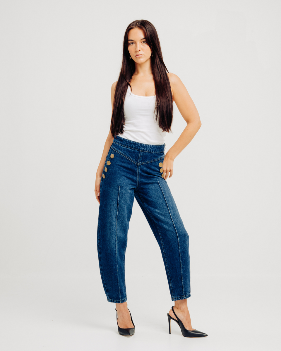 パンツ Heve Elegant Line Denim Zev Jean – High-Rise Denim with Modern Curved Leg – Torn By Ronny Kobo