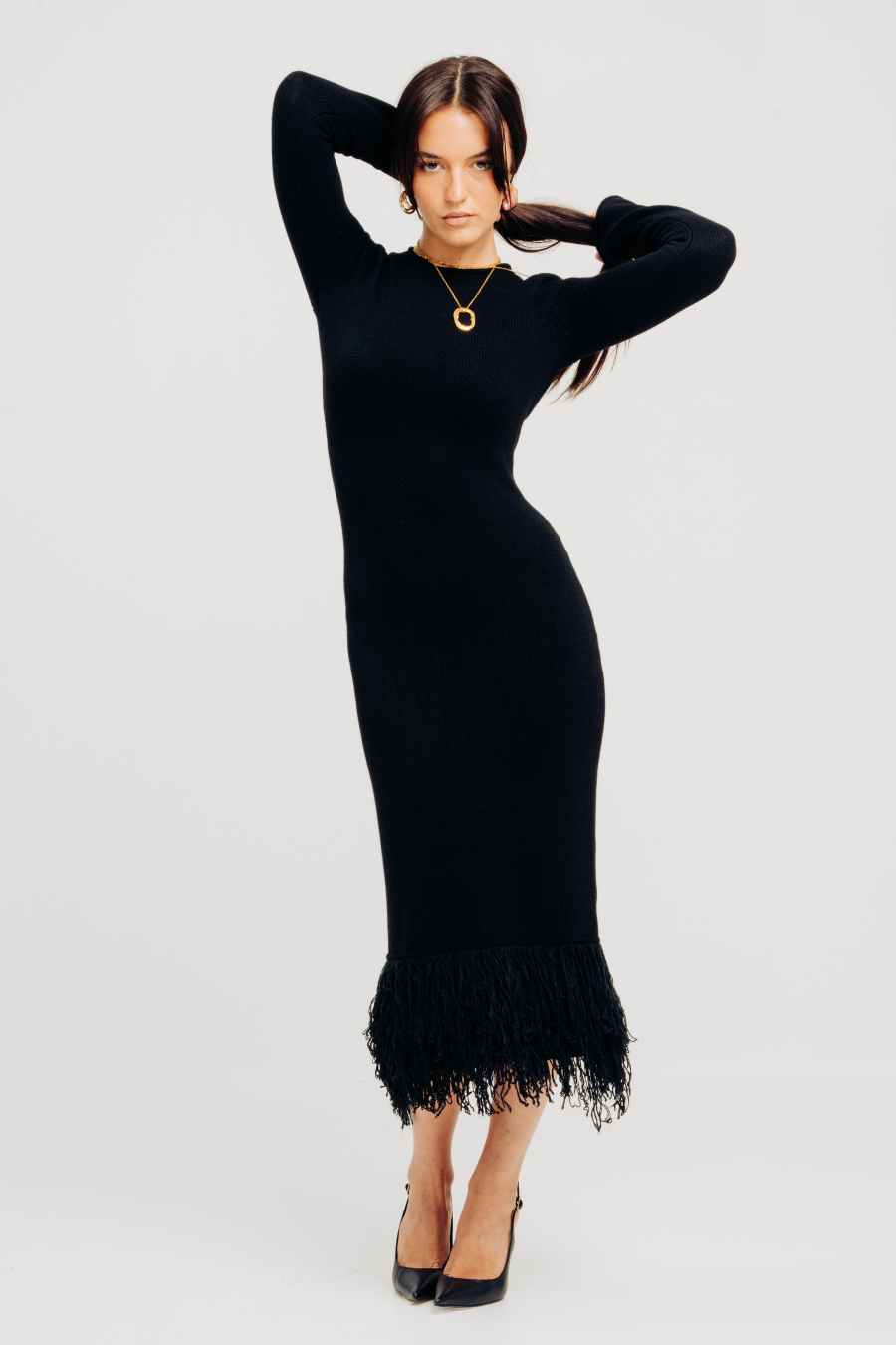 torn by ronny kobo open back knit dress Knit Dress Ronny Kobo Sweater Ronny Kobo Eire Open Back Cable Knit Long Sleeve Sweater Dress Small